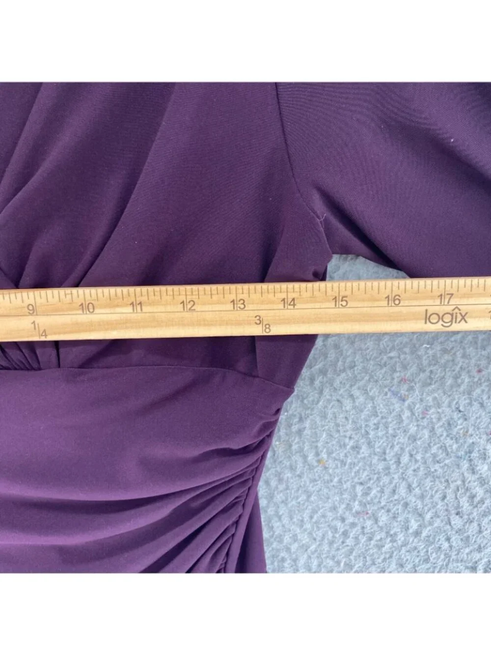 Lauren Ralph Lauren Dress Womens 6 Purple Surplice Faux Wrap 3/4 Sleeve Bodycon - Picture 8 of 11